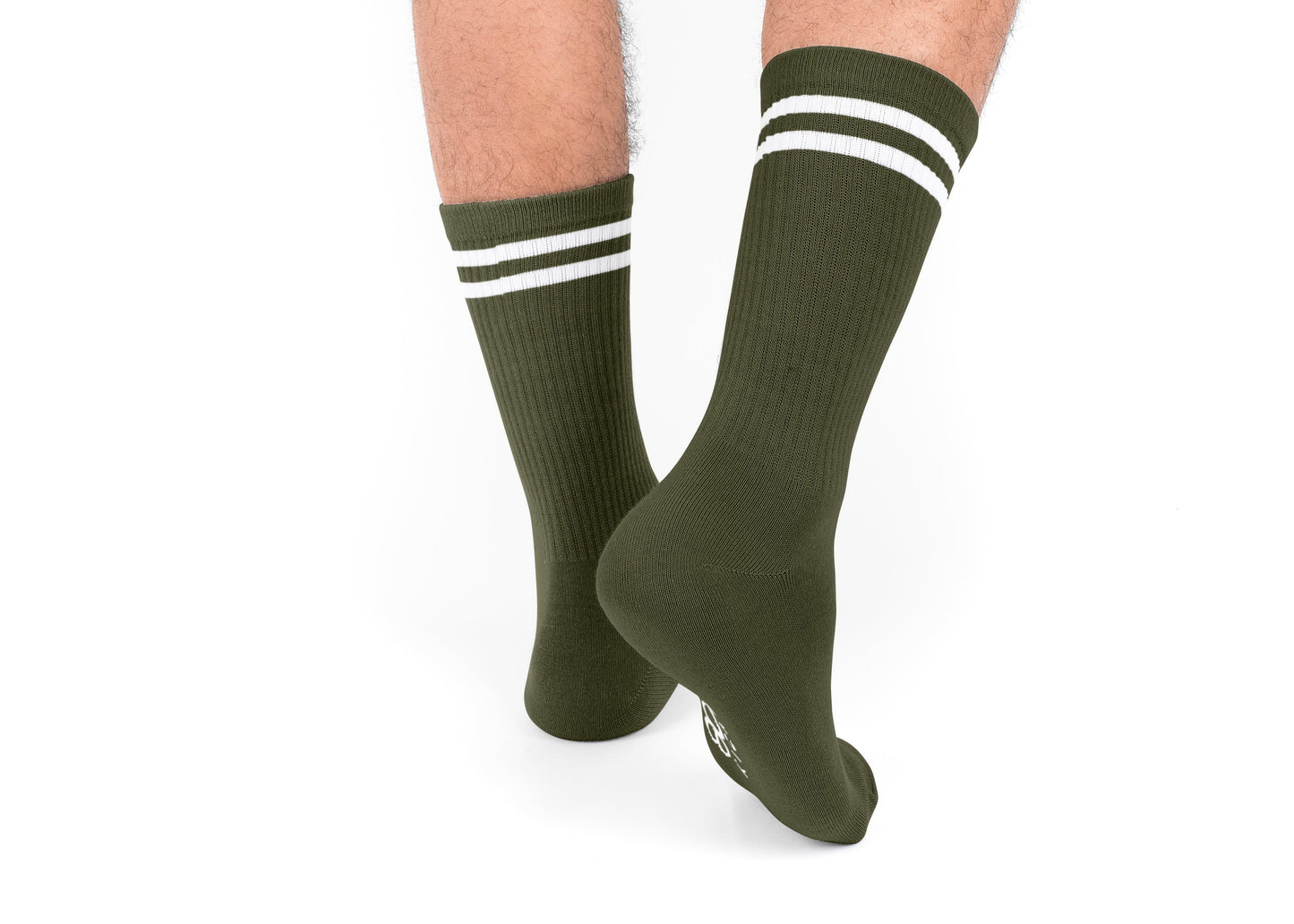 Striped Hemp Socks in Dark Green