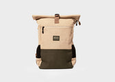Everyday Hemp Rolltop Backpack in Beige and Green - Vegan America