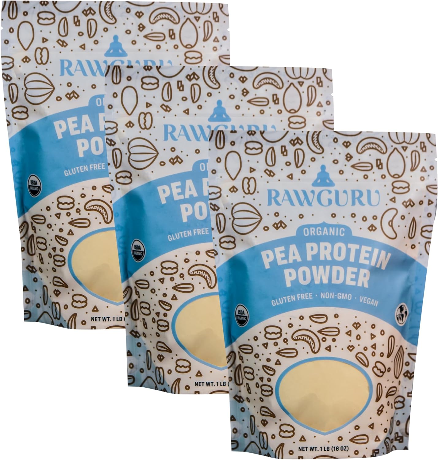 RawGuru Organic Raw Pea Protein Powder - 16oz - Vegan America
