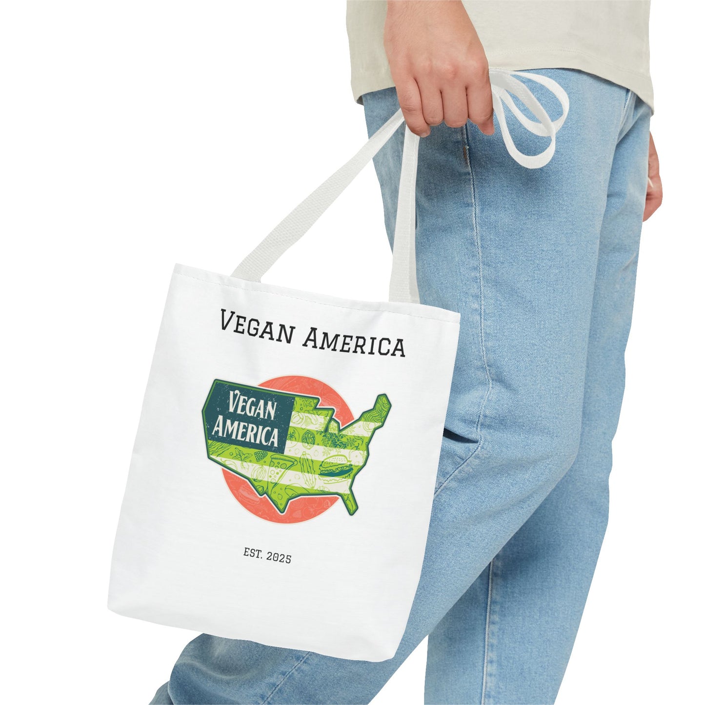 Vegan America Tote Bag - Eco-Friendly Reusable Shopping Bag, Perfect Gift for Plant Lovers, Earth Day, and Everyday Use