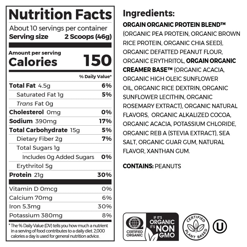 Organic Protein™ Plant Based Protein Powder - Chocolate Peanut Butter