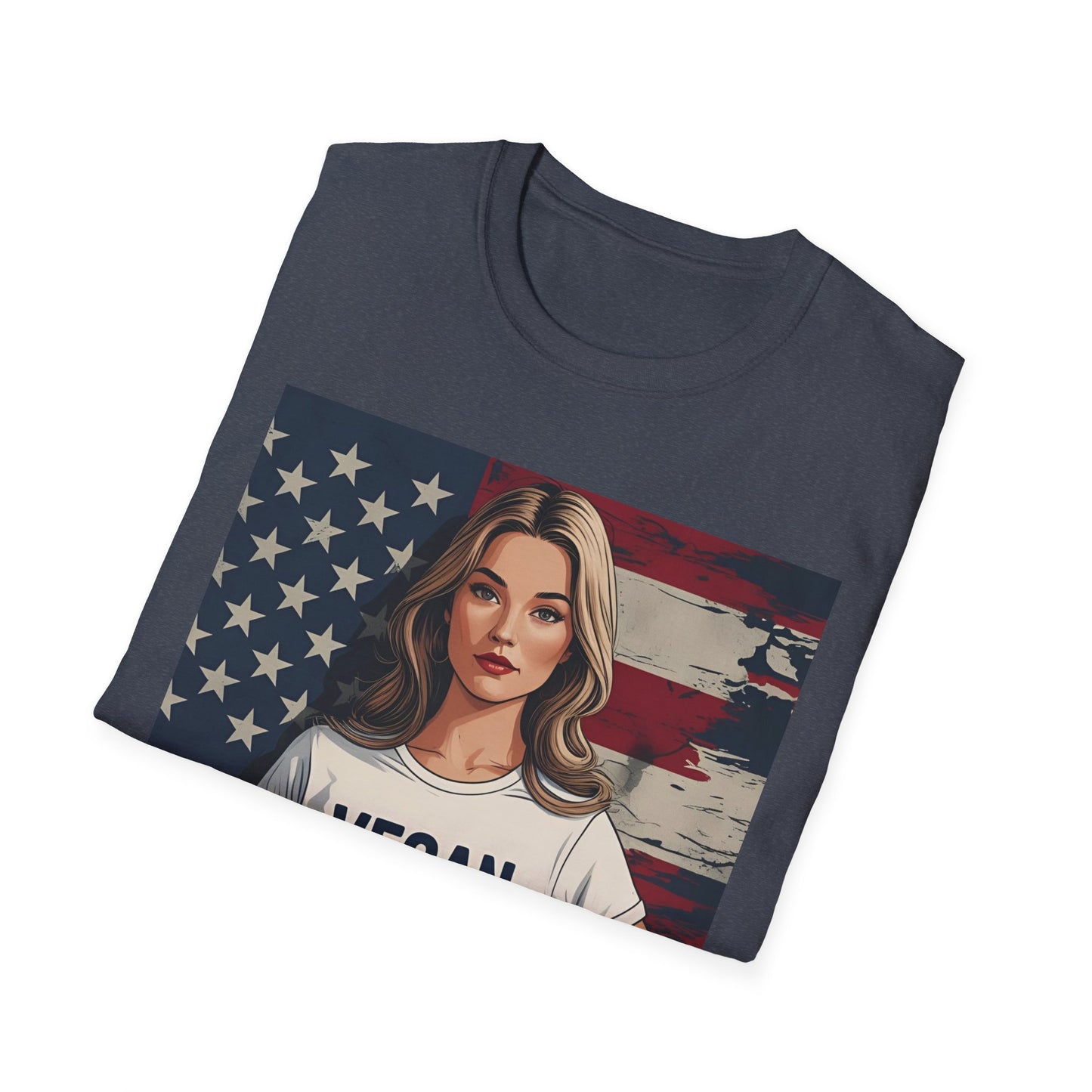 Vegan America T-Shirt | UnisexSoftstyle Tee, Eco-Friendly Fashion, Gift for Vegans, Independence Day Outfit, Casual Wear