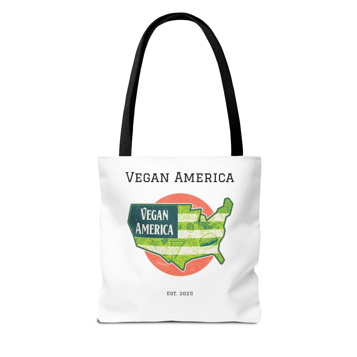 Vegan America Tote Bag - Eco-Friendly Reusable Shopping Bag, Perfect Gift for Plant Lovers, Earth Day, and Everyday Use