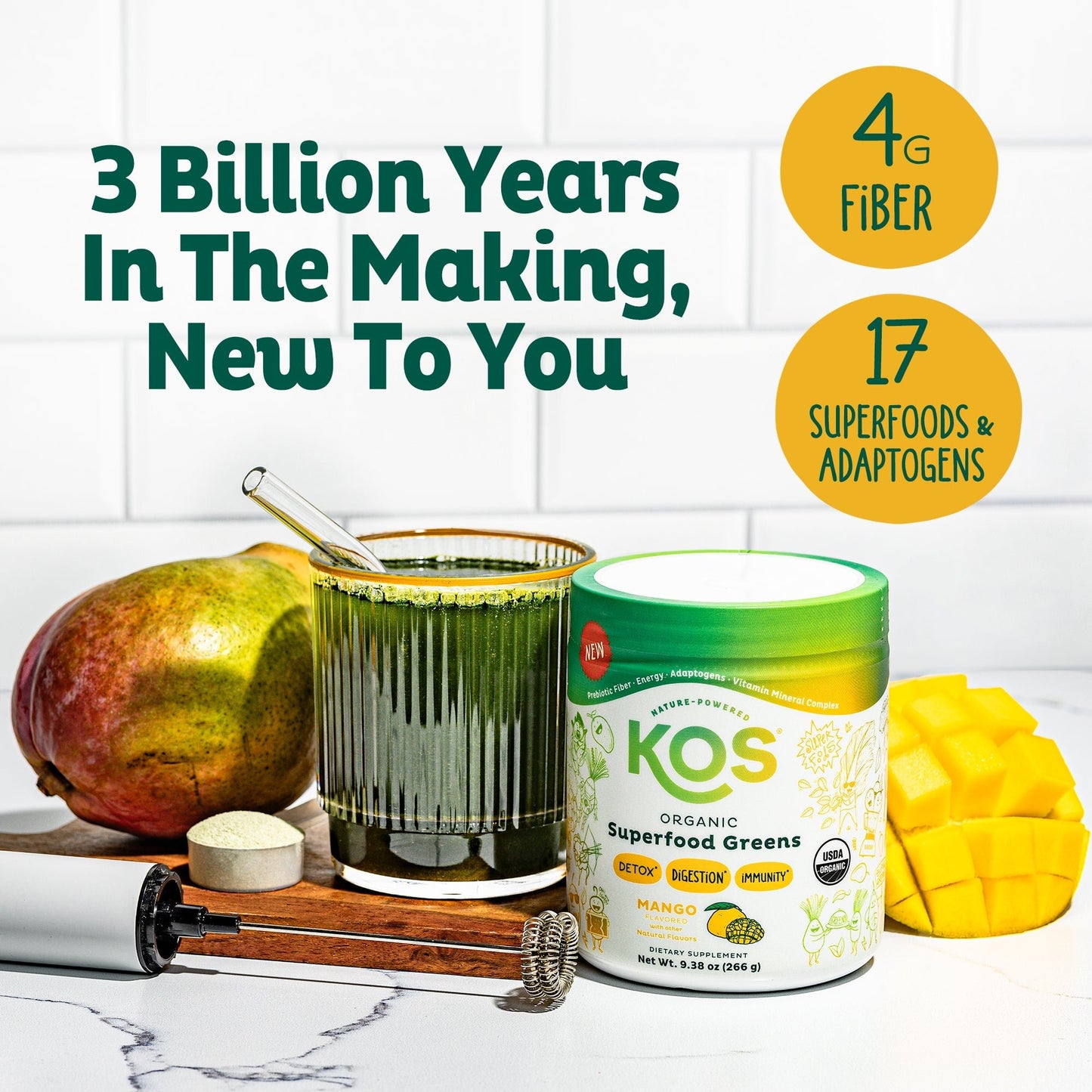 Organic Superfood Greens - Mango Flavor - Vegan America
