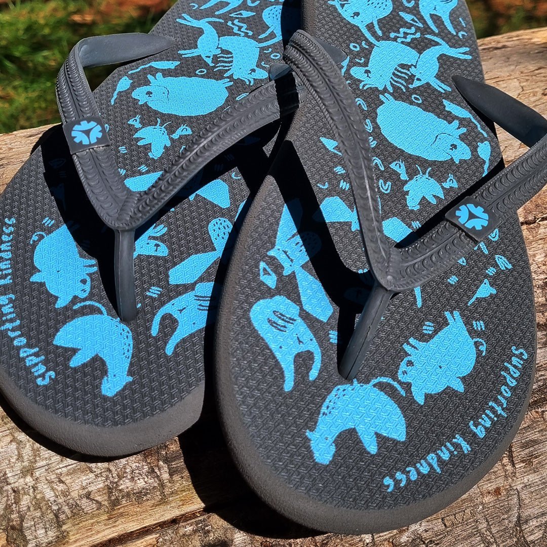 Natural Rubber Thongs, Charcoal, Edgars Mission - Vegan America