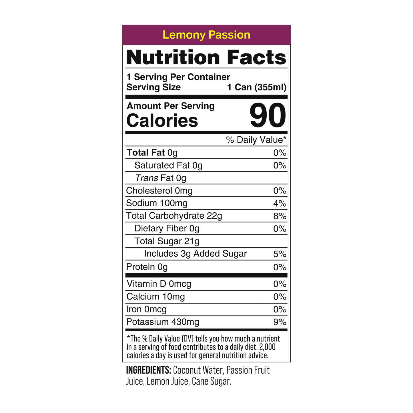 Coaqua Lemony Passion Coconut Water