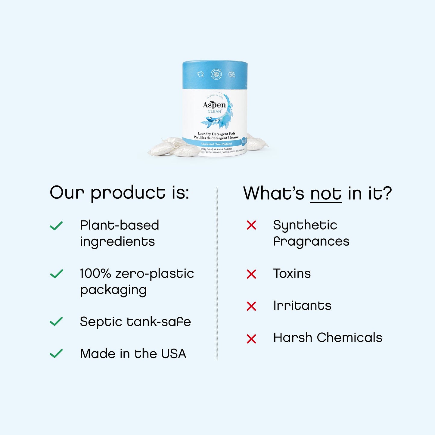 AspenClean Unscented Laundry Pods