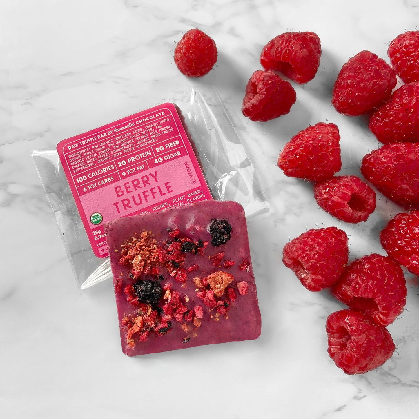 CHOCOLATE, BERRY MINI TRUFFLE BARS. Pack of 12 bars