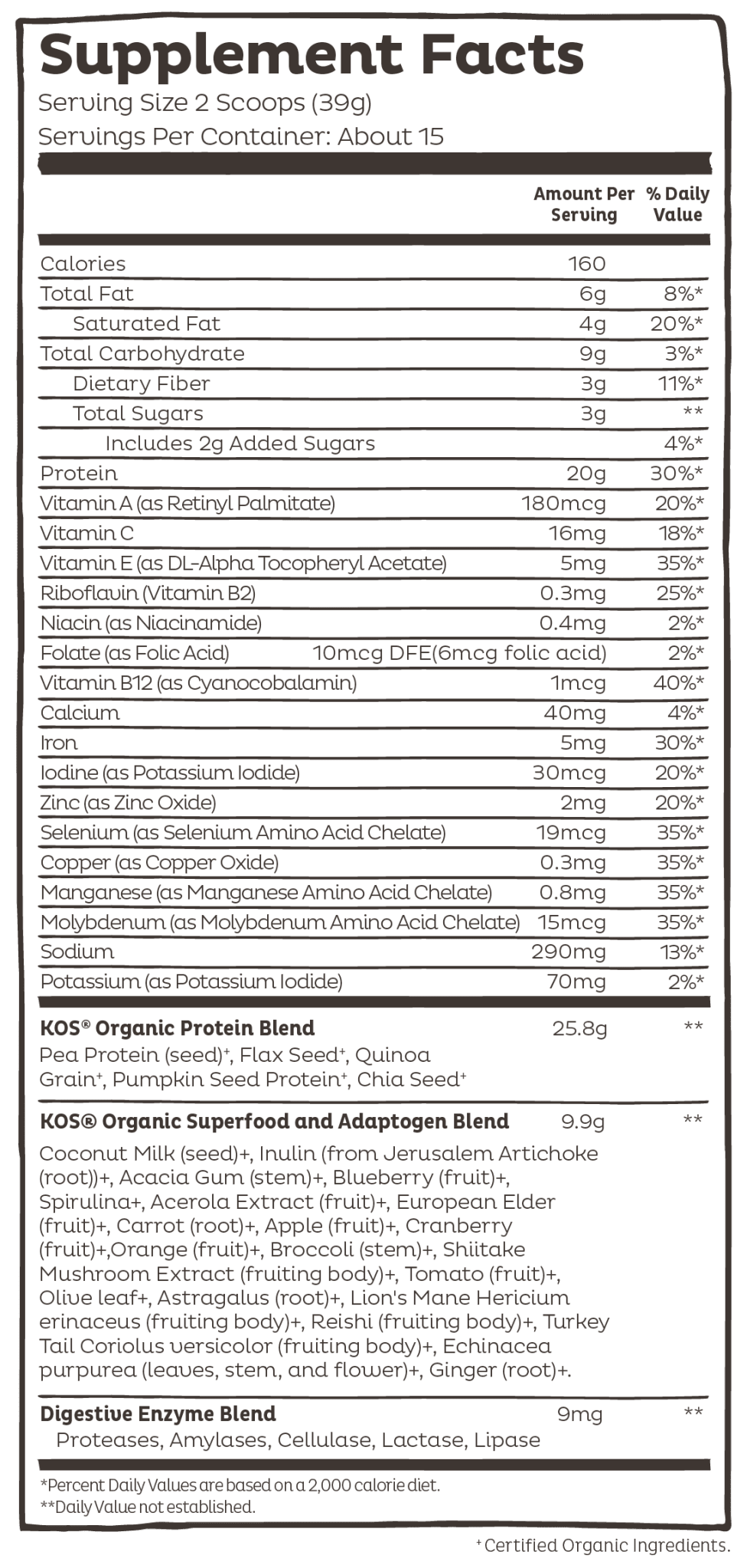 KOS Organic Plant Protein, Blueberry Muffin, 15 servings - Vegan America