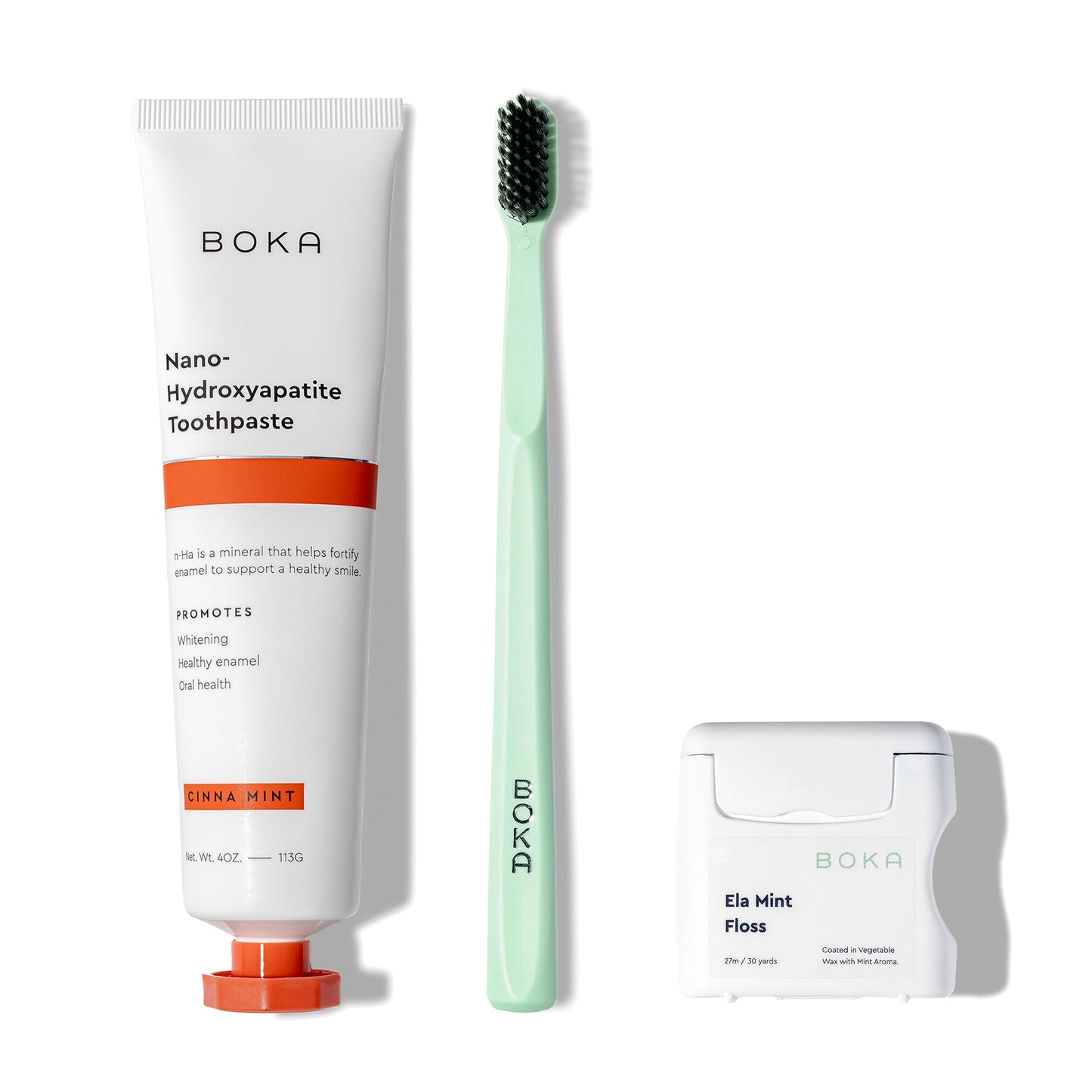Classic Kit: nano-hydroxyapatite toothpaste, activated charcoal bristle brush & teflon-free floss.