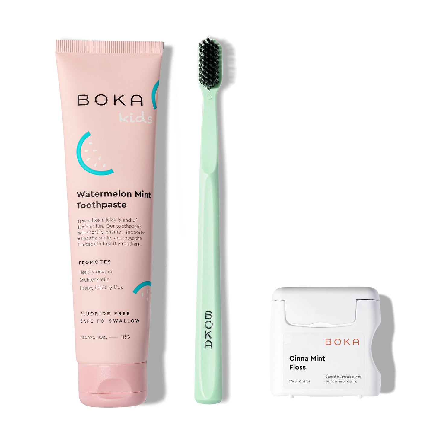 Classic Kit: nano-hydroxyapatite toothpaste, charcoal bristle toothbrush, and teflon-free floss.
