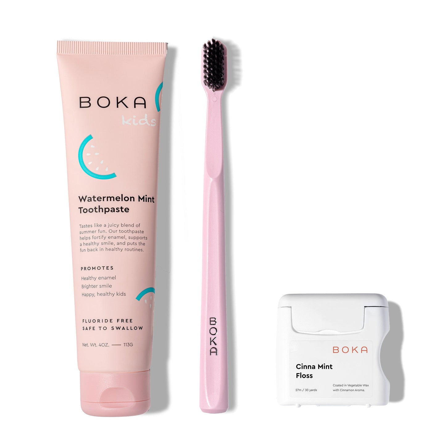 Classic Kit: Pink toothbrush, nano-hydroxyapatite toothpaste, and teflon-free floss.
