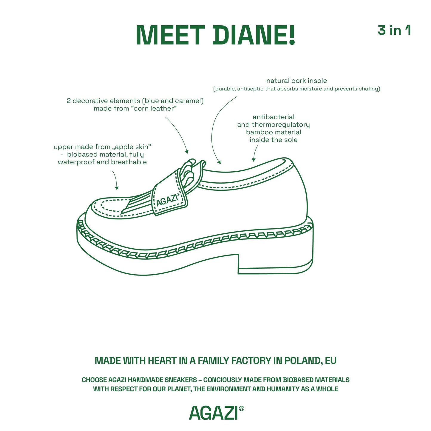 3 in 1 Apple loafers DIANE – chocolate, dark sole