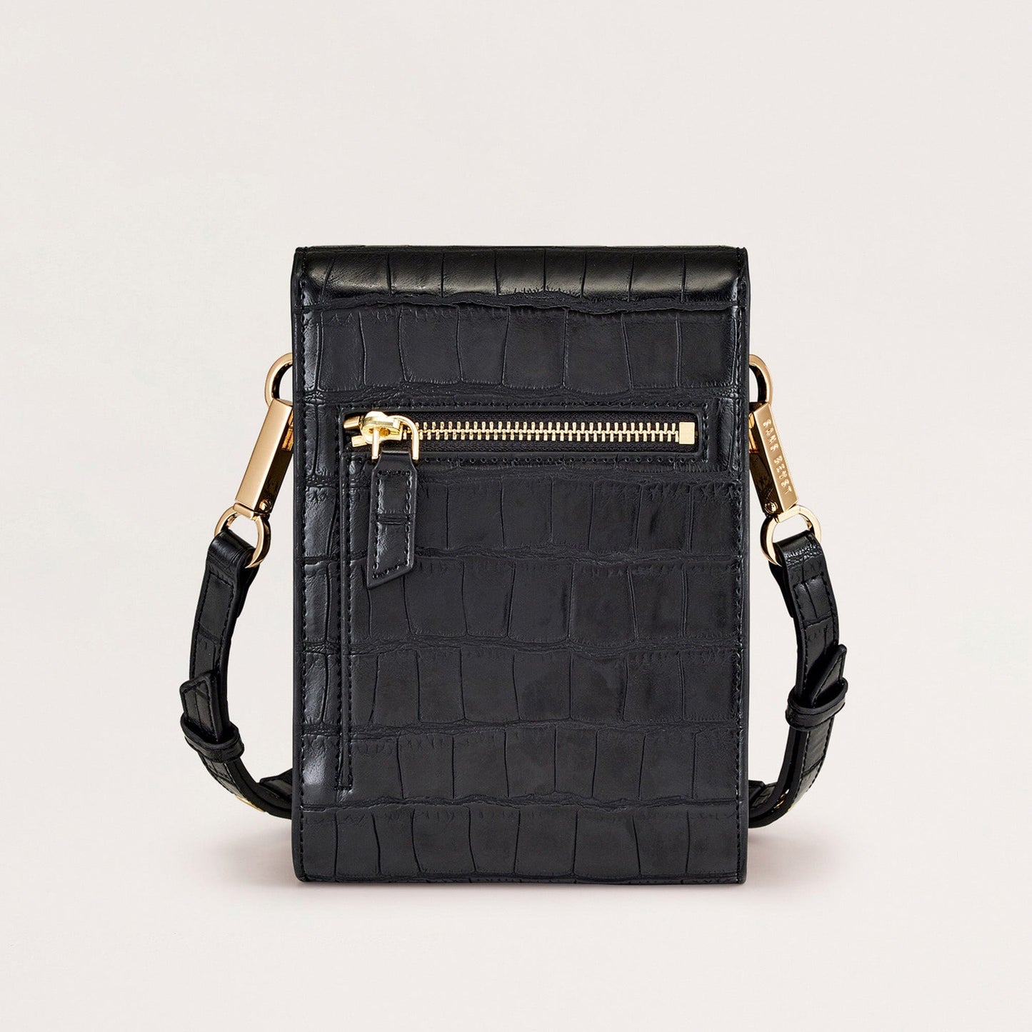 Bandolier Crossbody - Noir Croco + Gold