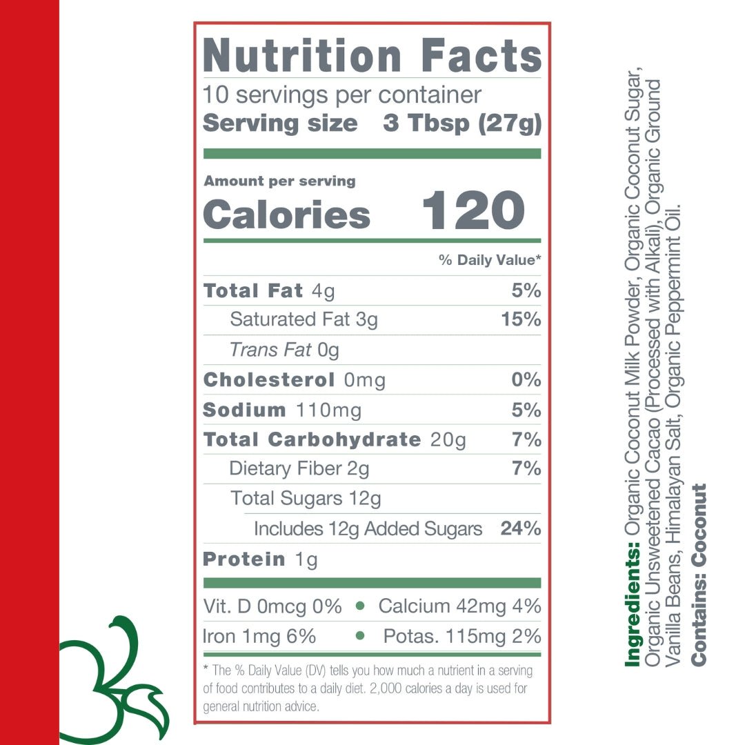 Dairy Free Peppermint Hot Cocoa Mix | 10 Serving Stand Up Pouch | Gluten Free, Vegan, Organic - Vegan America