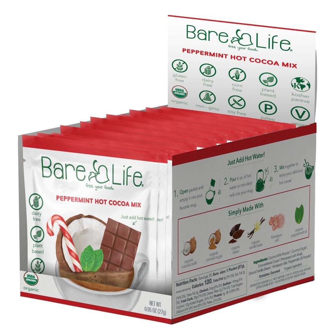 Instant Dairy Free Peppermint Hot Cocoa Mix | 20 Pack Single Serving | Gluten Free, Vegan and Organic - Vegan America