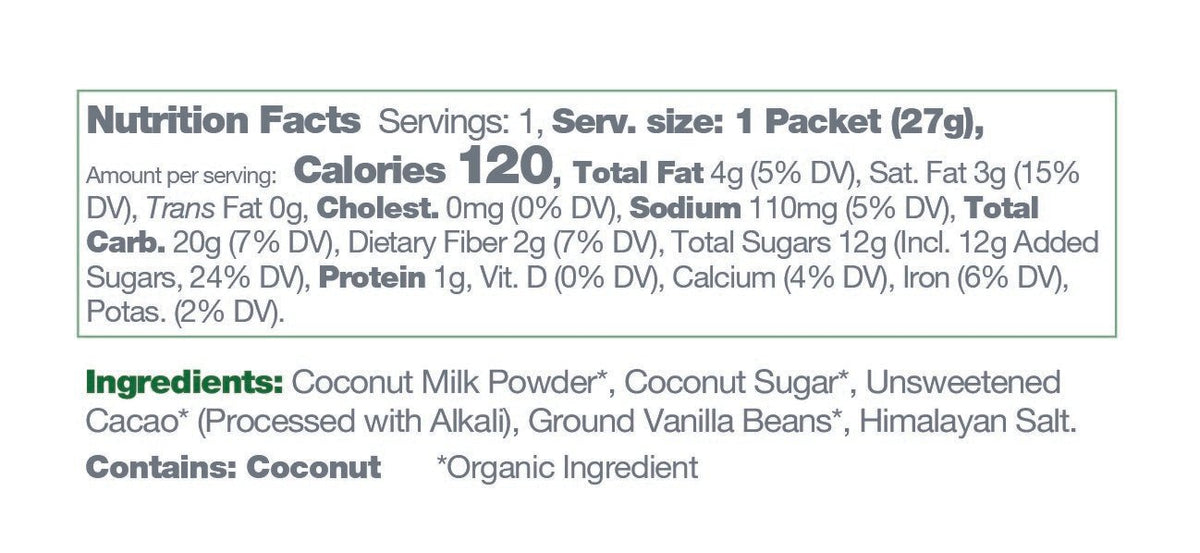 Instant Dairy Free Coconut Hot Cocoa Mix | Single Serving | Gluten Free, Vegan and Organic - Vegan America