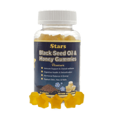 Stars Black Seed Oil & Honey Gummies + Vitamin C Biotin Apple Cider Vinegar Turmeric & BeetRoot - Vegan America