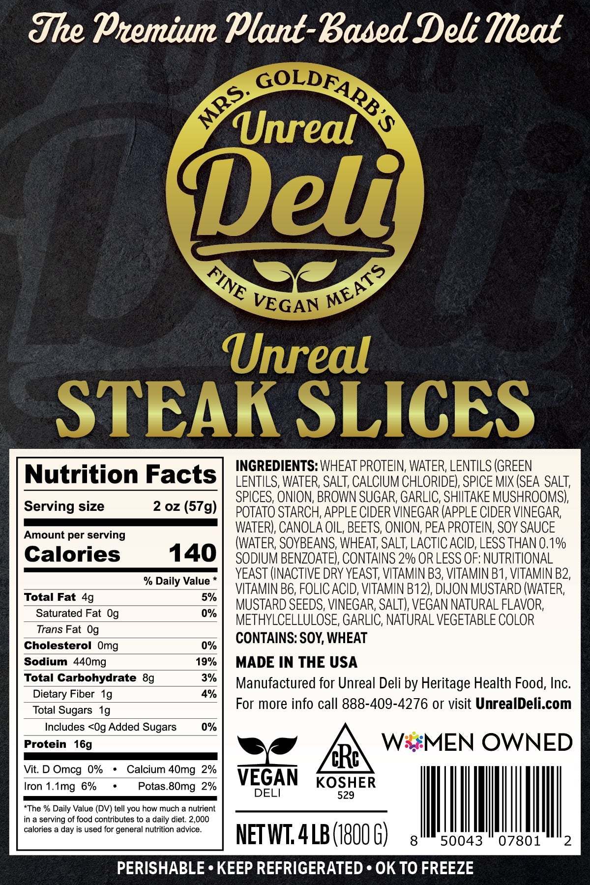 The Deli Maven Steak - 32 lbs Unsliced - Vegan America
