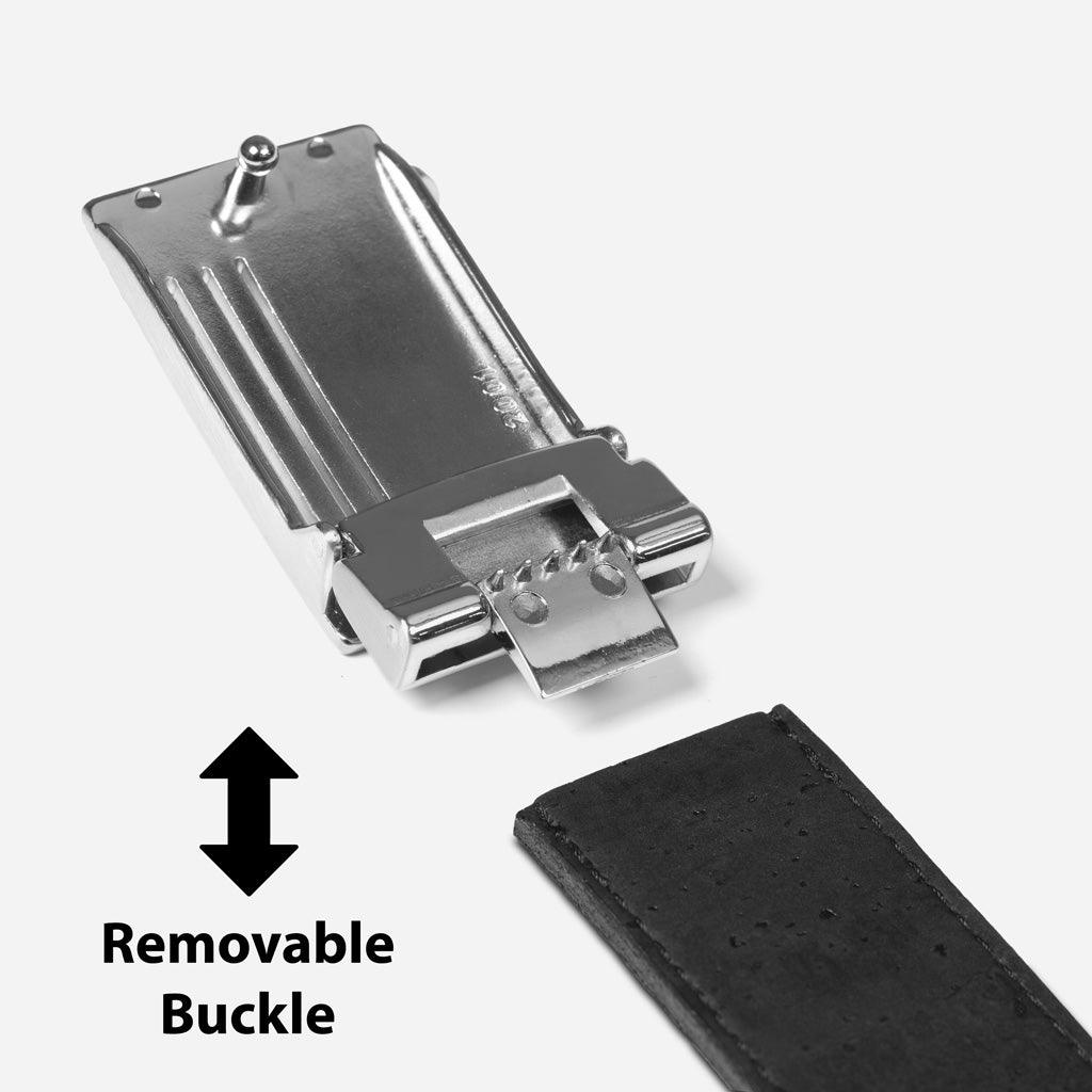 Reversible Cork Belt with Plaque Buckle 35 mm (1 3/8")