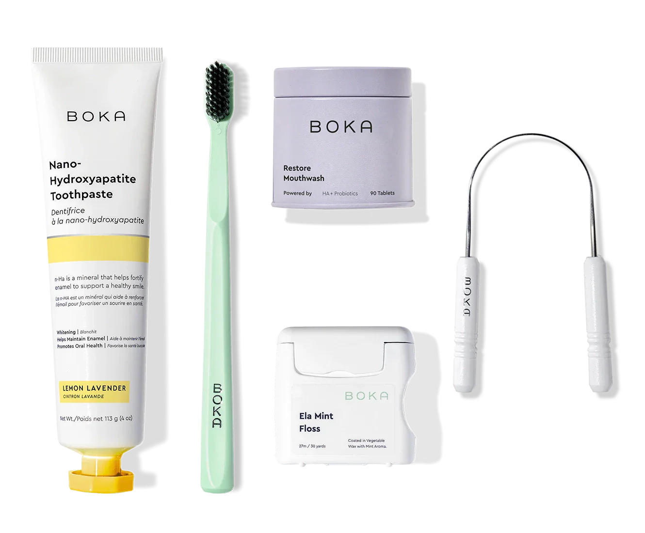 Complete Kit: nano-hydroxyapatite toothpaste, toothbrush, probiotic mouthwash, floss & scraper.