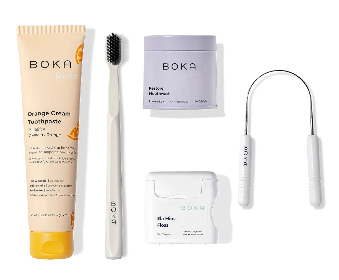 Complete Kit includes fluoride-free toothpaste, probiotic mouthwash tablets, floss, and a tongue scraper.