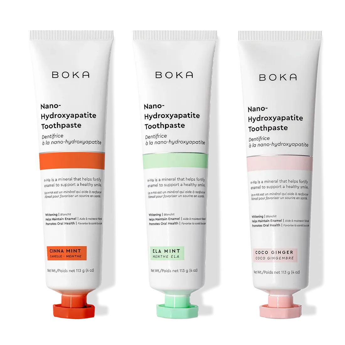Three Cinna Mint 3 Pack Nano (n-Ha) Toothpastes to freshen breath and remineralize teeth.
