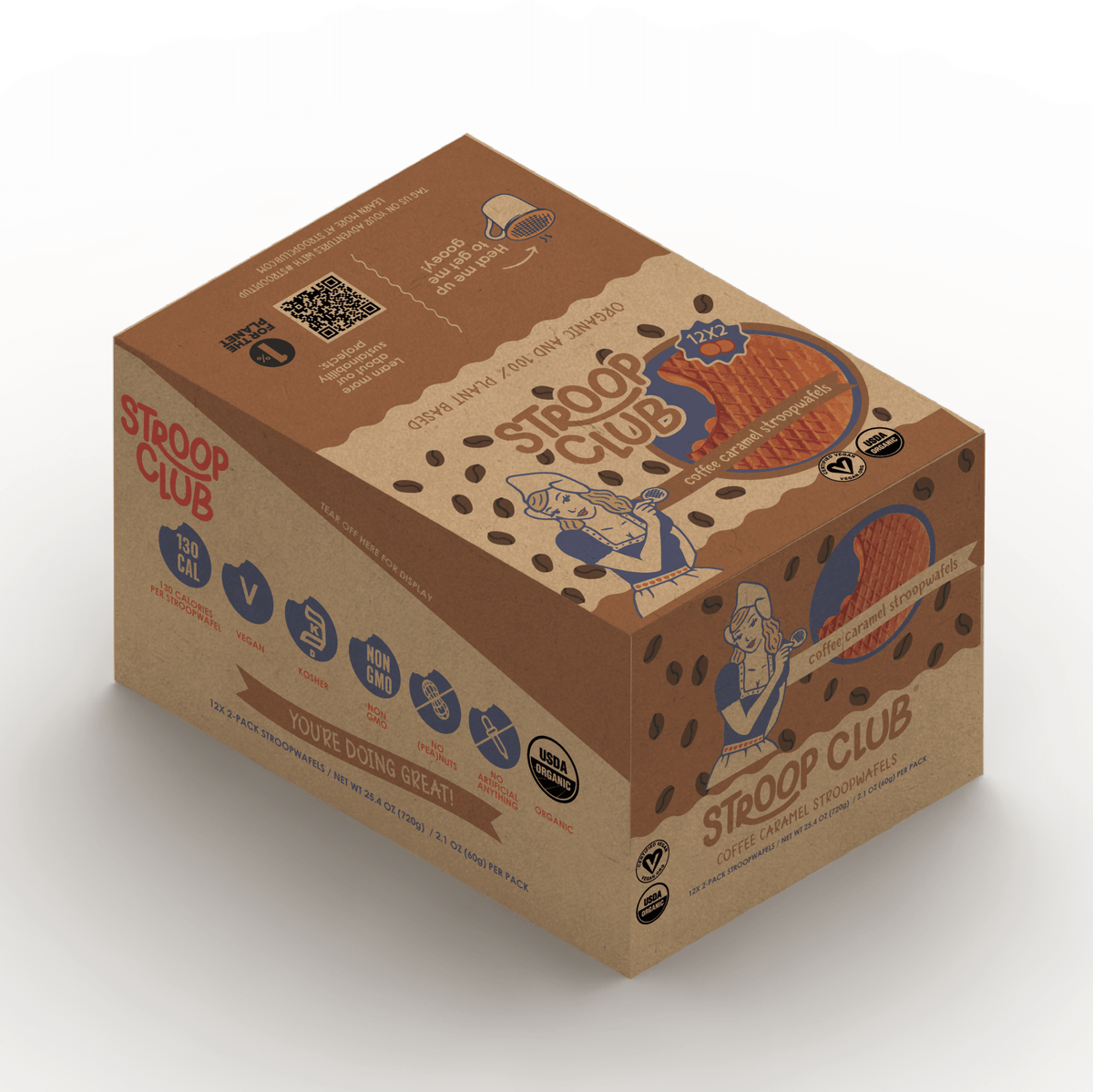 Coffee Caramel Plant Based and Organic Stroopwafels (box of 12x 2-pack - 24 total) - Vegan America