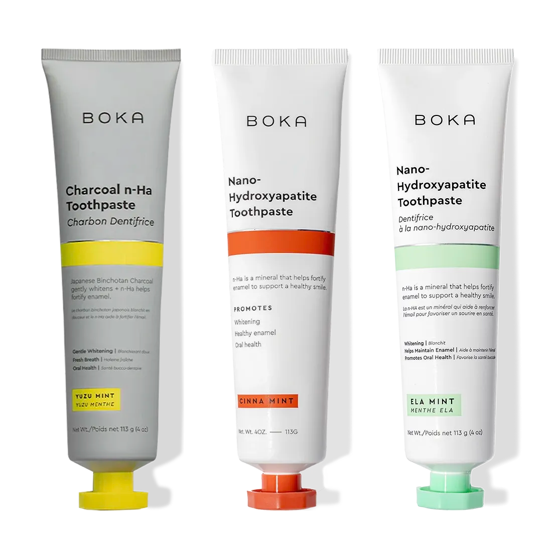 Charcoal Yuzu Mint Whitening n-Ha Toothpaste 3-pack for a brighter smile every day.