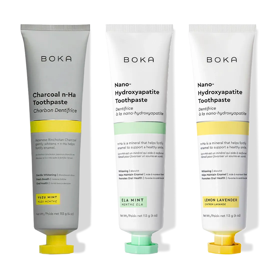 Charcoal Yuzu Mint Whitening n-Ha Toothpaste 3-pack for a brighter, healthier smile.