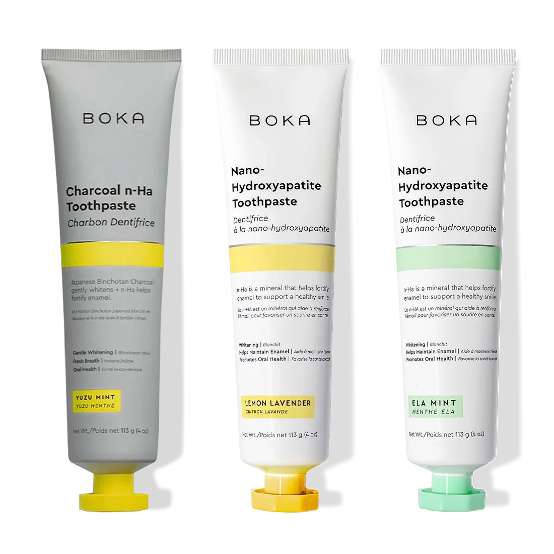 Charcoal Yuzu Mint Whitening n-Ha Toothpaste 3-pack: powered by nano-hydroxyapatite.