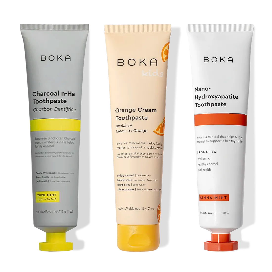 Charcoal Yuzu Mint Whitening n-Ha Toothpaste 3-pack from Boka.
