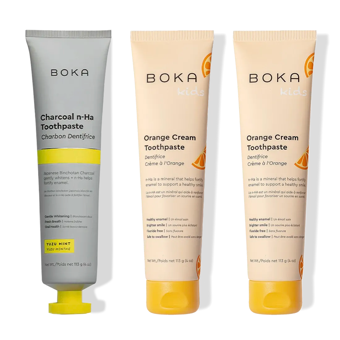 Three-pack: Charcoal Yuzu Mint Whitening n-Ha Toothpaste.