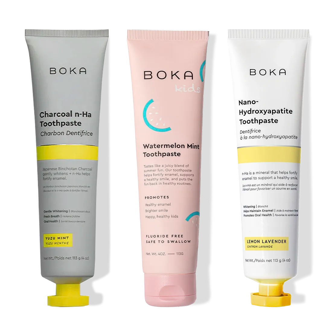 Three tubes: Charcoal Yuzu Mint Whitening n-Ha Toothpaste 3-pack.