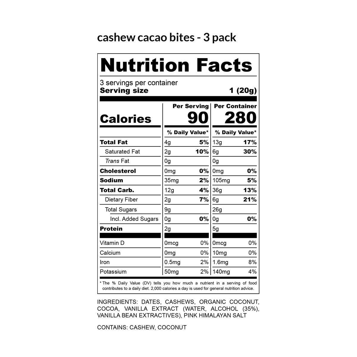 Cashew Cacao Bites – 6 Pack - Vegan America