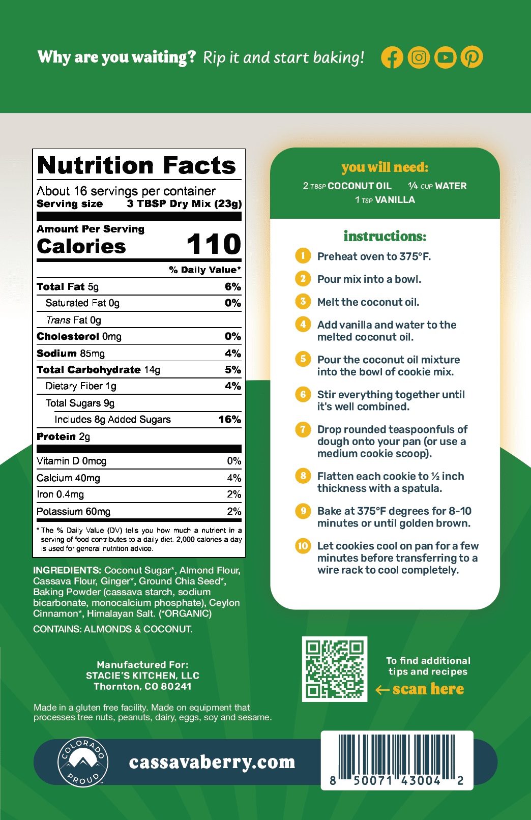 Gingersnap Almond Flour Cookie Mix **Limited Edition** - Vegan America