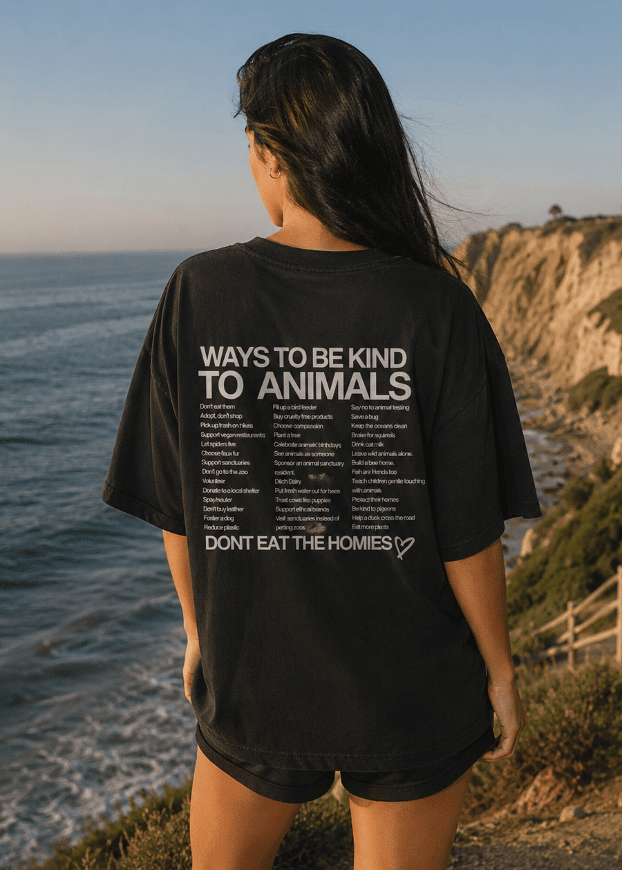 WAYS TO BE KIND TO ANIMALS TEE - Vegan America
