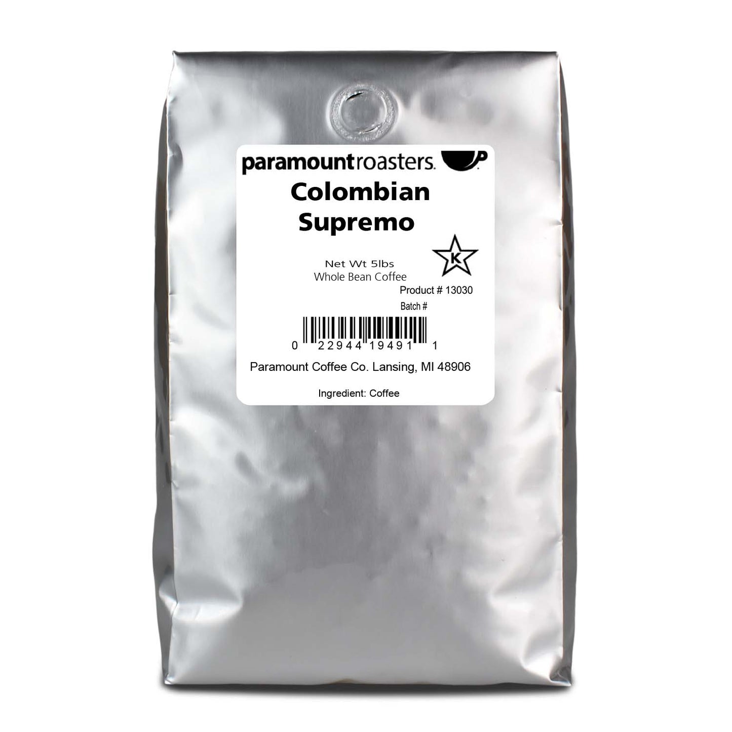 Colombian Supremo 5lb Whole Bean Coffee - Vegan America
