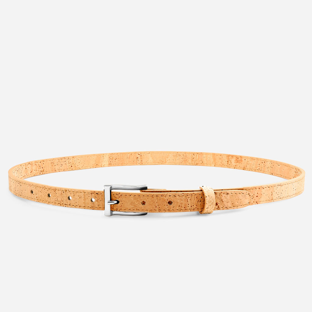 Women Cork Belt 20mm (13/16") - Silver Buckle