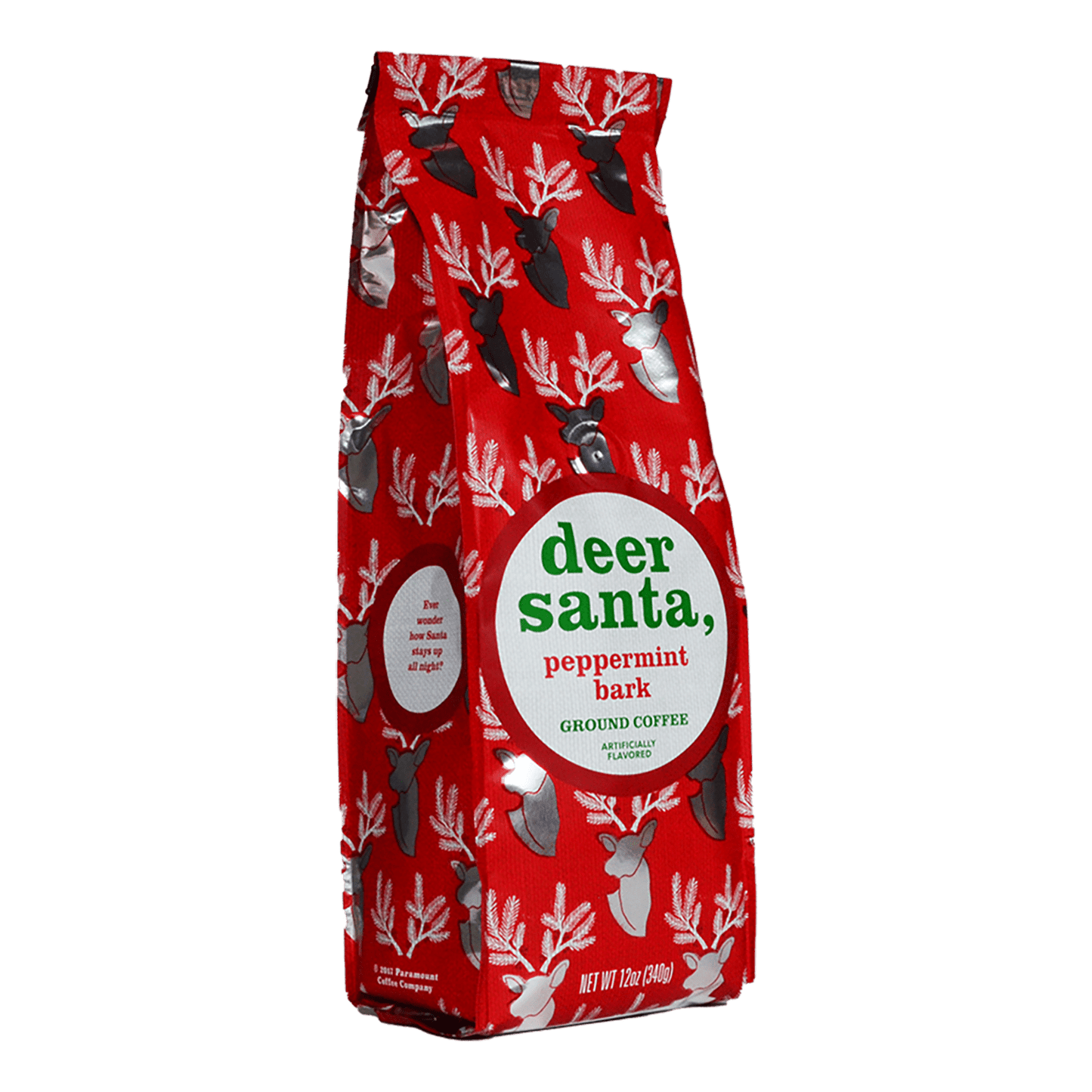 Deer Santa Peppermint Bark Flavored 12oz Ground Coffee - Vegan America