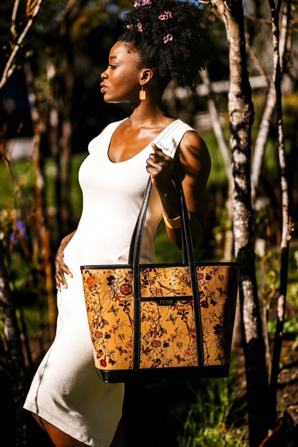 The Standard : Large Floral Kraft Paper Vegan Leather Tote - Vegan America