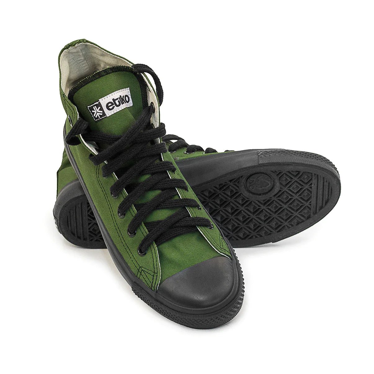 Kids High Top Sneakers, Olive & Black, CLEARANCE STOCK - Vegan America