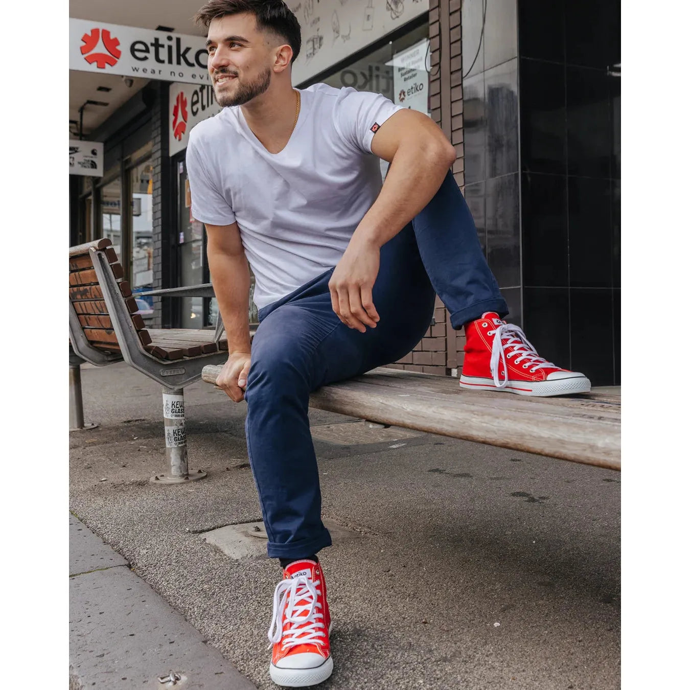 High Top Sneakers, Red & White