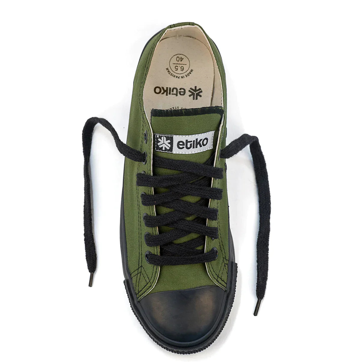 Kids Low Cut Sneakers, Olive & Black CLEARANCE STOCK