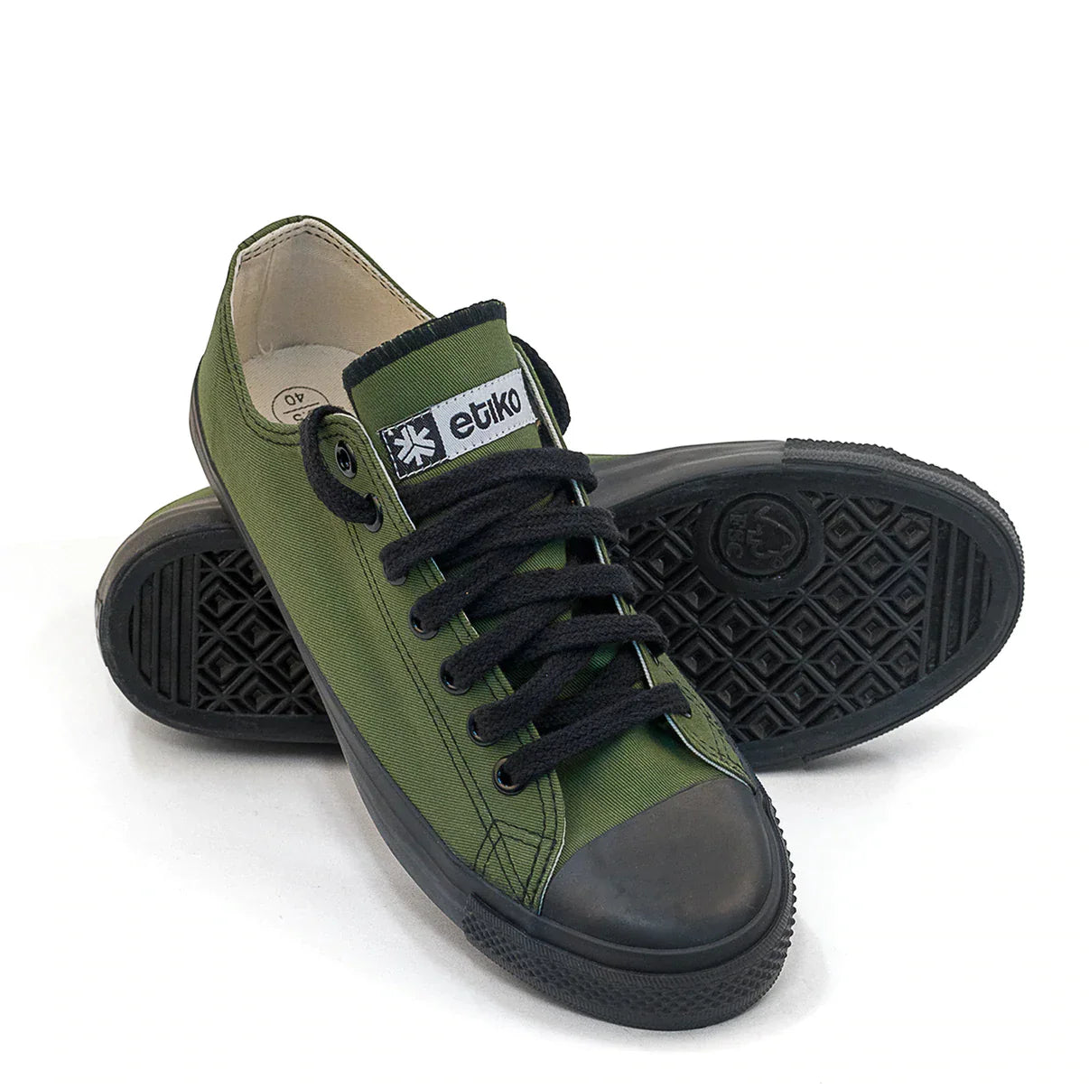 Kids Low Cut Sneakers, Olive & Black CLEARANCE STOCK
