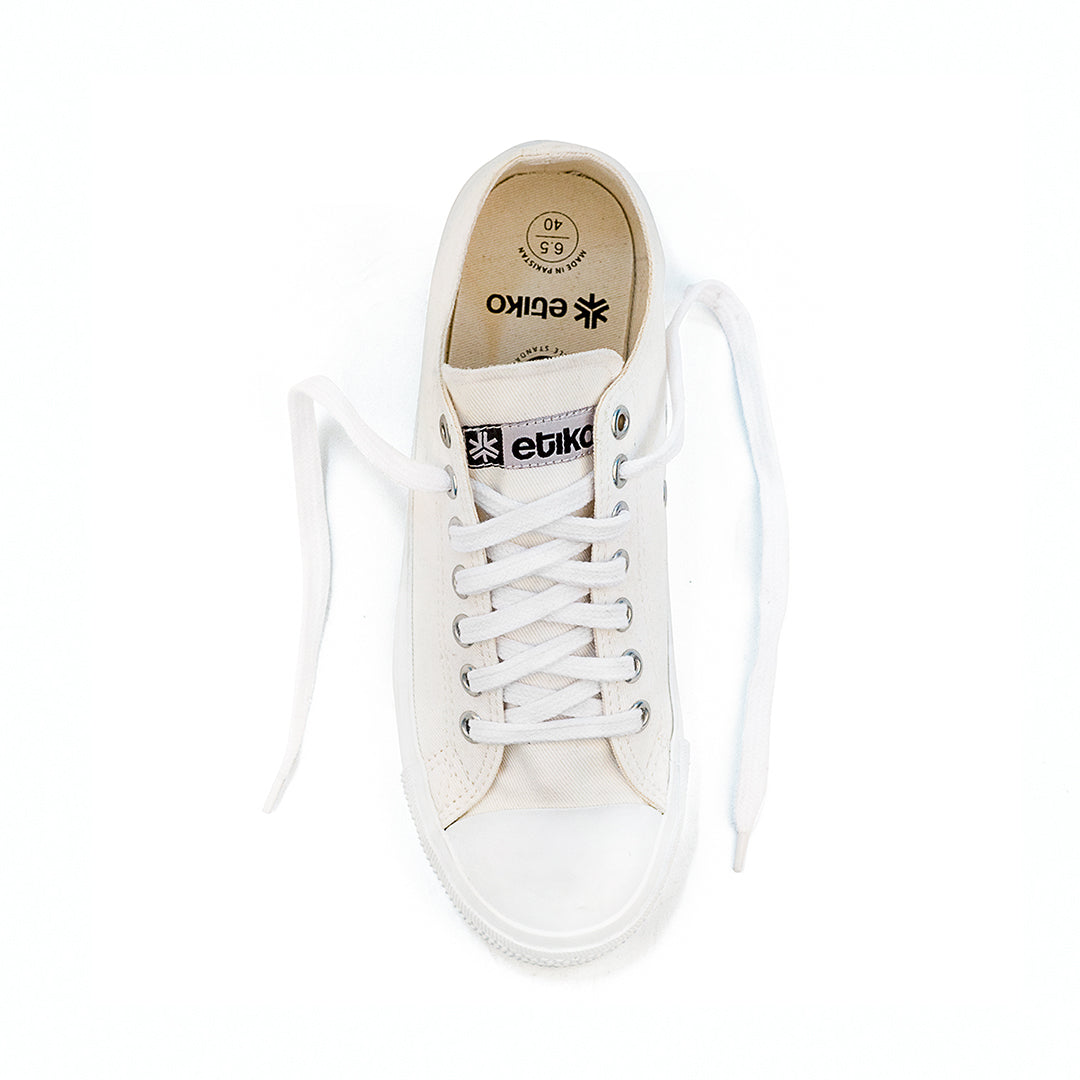 Low Cut Sneakers, All White CLEARANCE STOCK