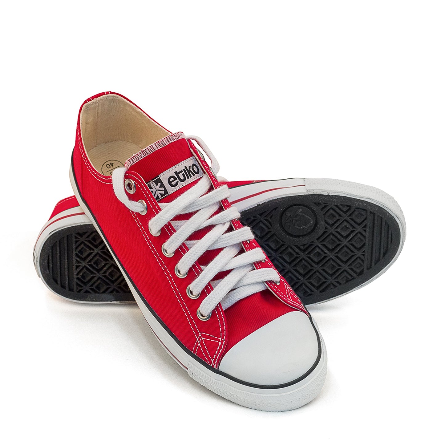 Low Cut Sneakers, Red & White