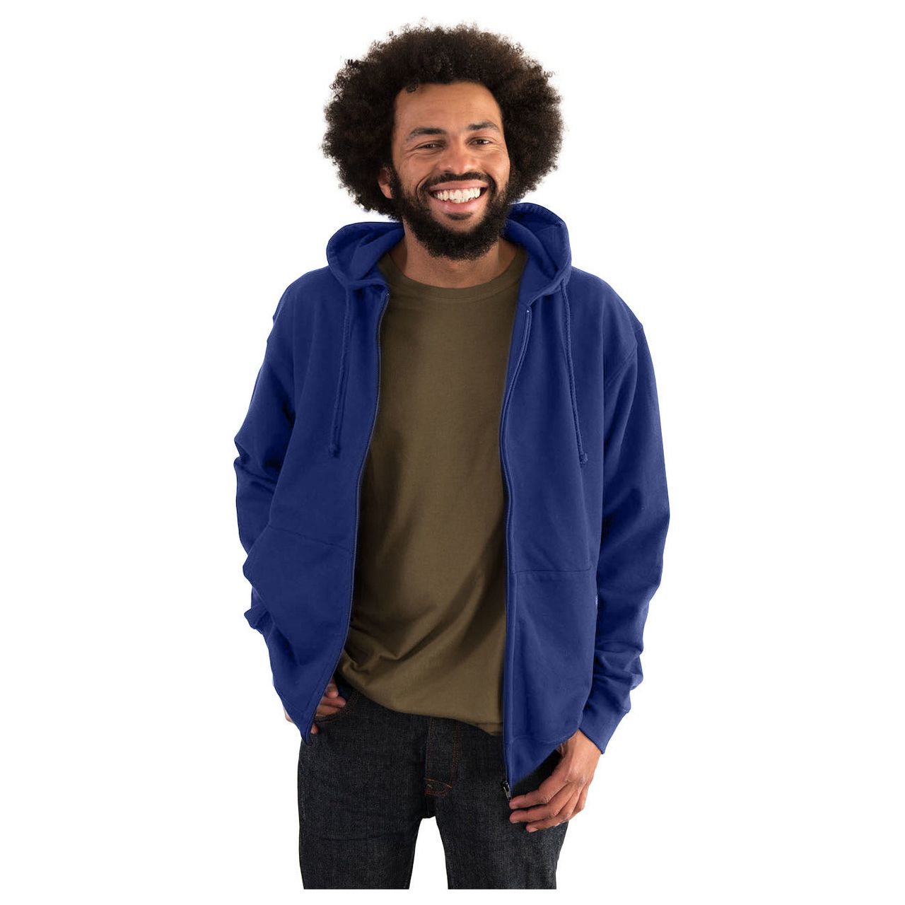 Zipped Hoodie, Unisex Navy