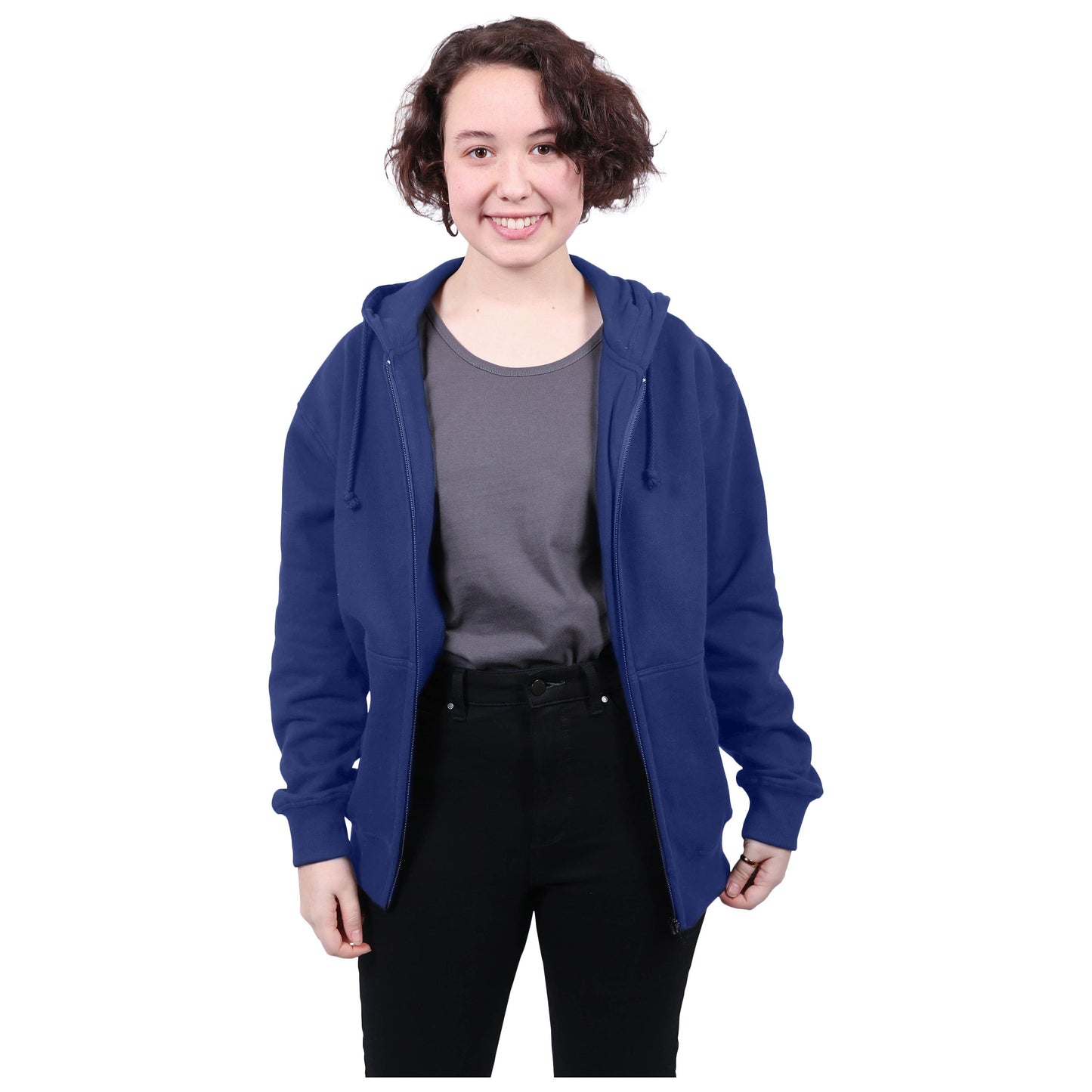 Zipped Hoodie, Unisex Navy