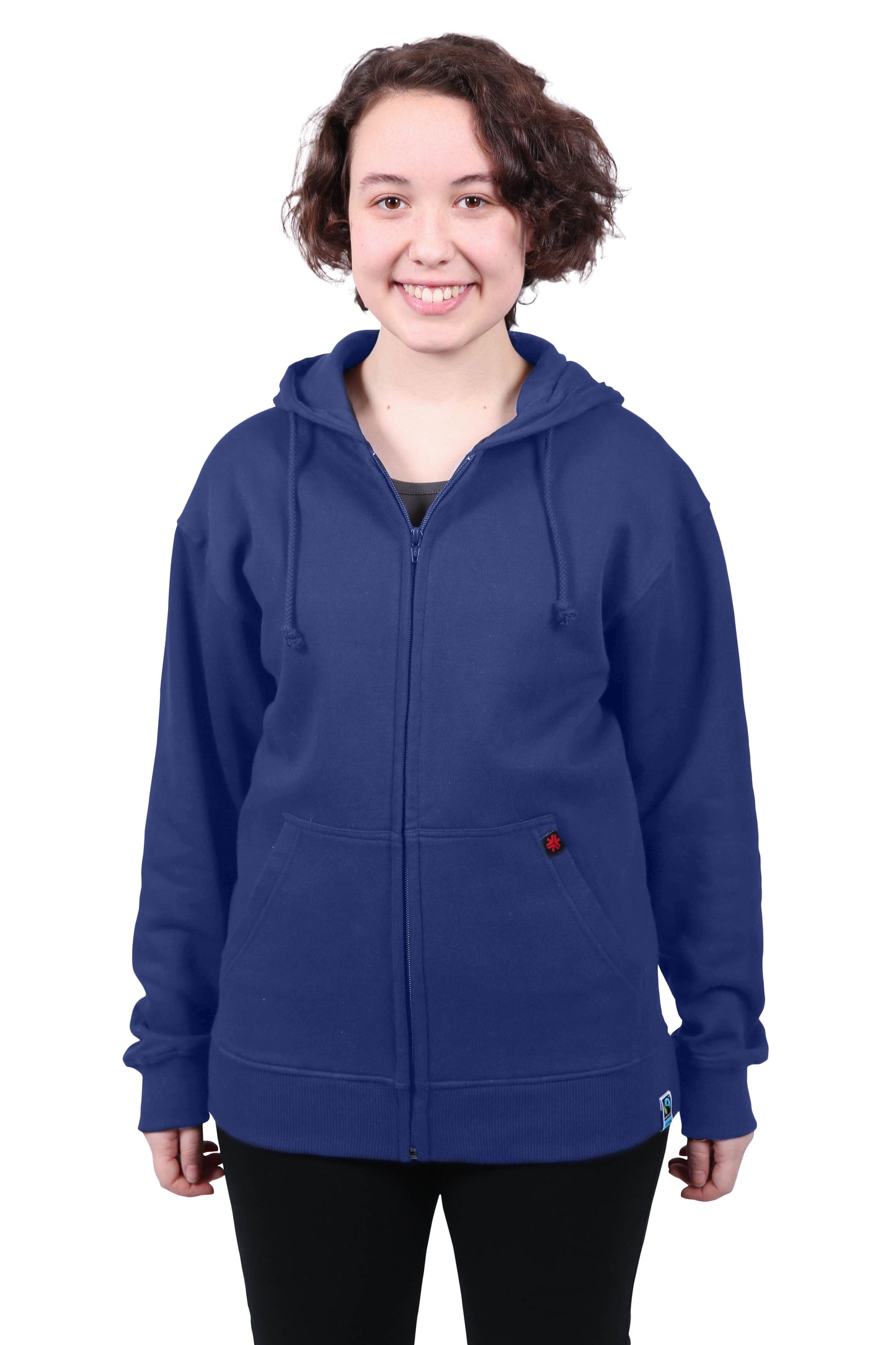 Etiko’s ethical fashion organic cotton navy zipped hoodie, Fairtrade Certified and eco-friendly
